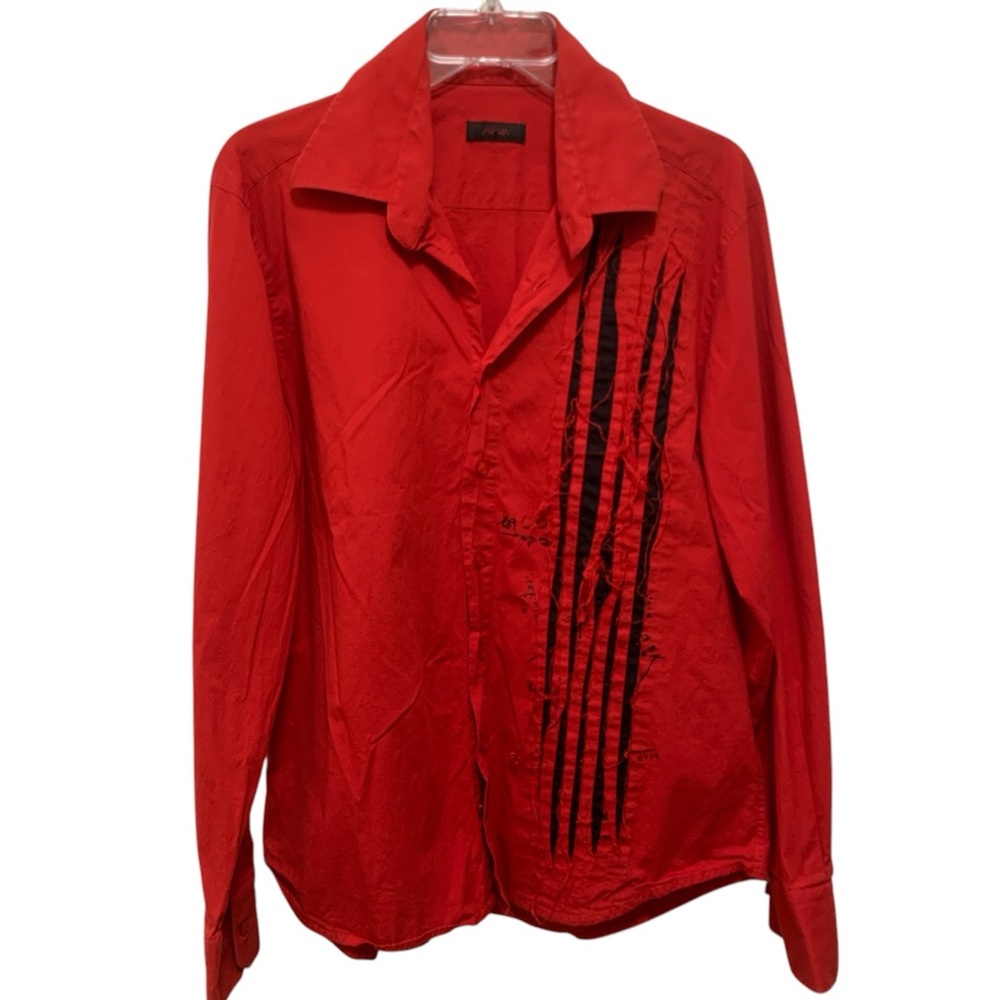 AVVA red shirt with black stripes club button down Turkish brand party